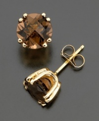 Warm and wonderful. Round-cut smoky quartz gemstones (3 ct. t.w.) pair perfectly with 14k gold. Warm and wonderful. Round-cut smoky quartz gemstones (3 ct. t.w.) pair perfectly with 14k gold.