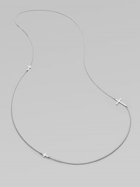 Take faith to a dazzling level with this diamond accented cross station design.Sterling silverDiamonds, 0.2 tcwLength, about 36Pendant size, about 2Slip-on styleMade in USA Take faith to a dazzling level with this diamond accented cross station design.Sterling silverDiamonds, 0.2 tcwLength, about 36Pendant size, about 2Slip-on styleMade in USA