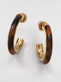 Chic tortoise-pattern acetate set in a radiant goldtone hoop frame. Tortoise-pattern acetateGoldtone steelLength, about .75Post backImported Chic tortoise-pattern acetate set in a radiant goldtone hoop frame. Tortoise-pattern acetateGoldtone steelLength, about .75Post backImported