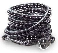 Stunning Selene Hematite Bead Leather Wrap Bracelet, 5x Wrap Stunning Selene Hematite Bead Leather Wrap Bracelet, 5x Wrap