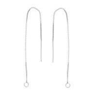 Sterling Silver Ear Threads Threaders 4 Inch Box Chain With Loop Sterling Silver Ear Threads Threaders 4 Inch Box Chain With Loop
