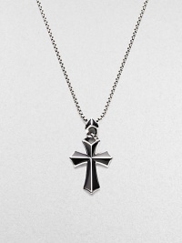 A rayskin-textured cross, crafted in sterling silver with contrasting onyx inlay. Sterling silver Onyx Pendant, about 2 long Necklace, about 20 long Imported A rayskin-textured cross, crafted in sterling silver with contrasting onyx inlay. Sterling silver Onyx Pendant, about 2 long Necklace, about 20 long Imported