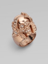 Sparkling Swarovski crystals decorate this edgy skull and barnacle design. Swarovski crystalsBrassWidth, about ¾Made in Italy Sparkling Swarovski crystals decorate this edgy skull and barnacle design. Swarovski crystalsBrassWidth, about ¾Made in Italy