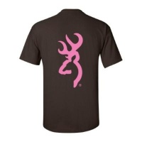 Browning T Shirt Chocolate and Pink with Buckmark Deer Logo Browning T Shirt Chocolate and Pink with Buckmark Deer Logo