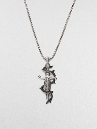 A bold, utterly modern look in sterling silver, detailed with a black sapphire vine. Sterling silver Sapphire Pendant, about 2 long Necklace, about 2 long Imported A bold, utterly modern look in sterling silver, detailed with a black sapphire vine. Sterling silver Sapphire Pendant, about 2 long Necklace, about 2 long Imported