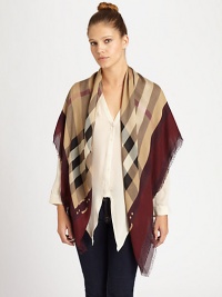 A must-own design with the unmistakable look of Burberry.Modal/mulberry silkAbout 47 X 47Dry cleanImported