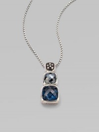 From the Chiclet Collection. A graduated design with faceted hemetite and Hampton blue topaz, accented in sparkling diamonds in blackened sterling silver. Hematite and Hampton blue topazDiamonds, .12 tcwBlackened sterling silverLength, about 17 to 18 adjustableLobster closureImported From the Chiclet Collection. A graduated design with faceted hemetite and Hampton blue topaz, accented in sparkling diamonds in blackened sterling silver. Hematite and Hampton blue topazDiamonds, .12 tcwBlackened sterling silverLength, about 17 to 18 adjustableLobster closureImported