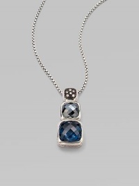 From the Chiclet Collection. A graduated design with faceted hemetite and Hampton blue topaz, accented in sparkling diamonds in blackened sterling silver. Hematite and Hampton blue topazDiamonds, .12 tcwBlackened sterling silverLength, about 17 to 18 adjustableLobster closureImported 