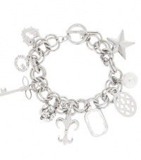 G by GUESS Women's Charm Silver Chain Bracelet, SILVER