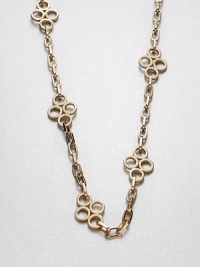 A chain-link necklace with a clever abstract clover design.16K goldplatedLobster clasp closureNecklace length, about 20Made in USA A chain-link necklace with a clever abstract clover design.16K goldplatedLobster clasp closureNecklace length, about 20Made in USA