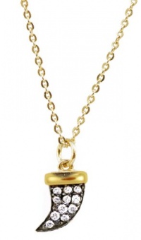 Small Diamond CZ Horn Pendant Necklace 14KT Gold and Sterling Silver Good Luck Charm Talisman Small Diamond CZ Horn Pendant Necklace 14KT Gold and Sterling Silver Good Luck Charm Talisman