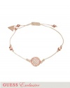 GUESS Women's Rose Gold-Tone Wax Cord Crystal Disc Bracelet, ROSE GOLD