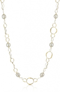 Majorica 14mm White Baroque Pearls on 18K Gold Vermeil Hammered Oval Link Necklace Majorica 14mm White Baroque Pearls on 18K Gold Vermeil Hammered Oval Link Necklace