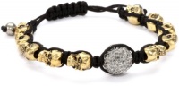 Very Me ''FUN'' Black Diamond Swarovski Crystal Gold Tone Skulls Cord Bracelet, 10mm Very Me ''FUN'' Black Diamond Swarovski Crystal Gold Tone Skulls Cord Bracelet, 10mm