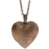 1.5 Bronze Color Heart Shape Flower Engraved Locket Pendant and 28 Inch Chain