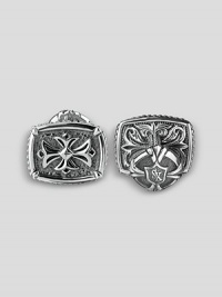 Handsome cross design is crafted from fine sterling silver with detailed engraving. ½ X ¾ Made in USA Handsome cross design is crafted from fine sterling silver with detailed engraving. ½ X ¾ Made in USA