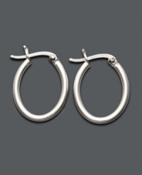 The perfect complement to any look. Pull it all together in simple, oval-shaped hoops by Giani Bernini. Crafted in sterling silver. Approximate diameter: 3/4 inch. The perfect complement to any look. Pull it all together in simple, oval-shaped hoops by Giani Bernini. Crafted in sterling silver. Approximate diameter: 3/4 inch.