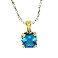 2-tone Designer-Inspired Pendant w/Blue & White CZs 2-tone Designer-Inspired Pendant w/Blue & White CZs