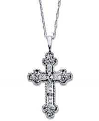 A sparkling representation of your faith. This beautiful cross pendant features round-cut diamonds (1/2 ct. t.w.) in 14k white gold. Approximate length: 18 inches. Approximate drop: 1 inch. A sparkling representation of your faith. This beautiful cross pendant features round-cut diamonds (1/2 ct. t.w.) in 14k white gold. Approximate length: 18 inches. Approximate drop: 1 inch.