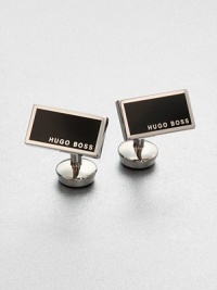 Classic, rectangular shaped cuff links with a solid enamel inlay, complete with signature logo detail for a sophisticated, finishing touch.Brass/enamel½ x ¼Imported Classic, rectangular shaped cuff links with a solid enamel inlay, complete with signature logo detail for a sophisticated, finishing touch.Brass/enamel½ x ¼Imported