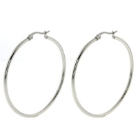 Stainless Steel Round Shiny Polished Hoops Earrings (1.75 Length X 2 mm Width) Stainless Steel Round Shiny Polished Hoops Earrings (1.75 Length X 2 mm Width)