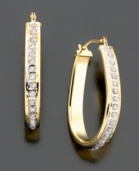 The perfect timeless accessory. 14k gold pear-shaped hoops with diamond accents for a touch of elegant sparkle. The perfect timeless accessory. 14k gold pear-shaped hoops with diamond accents for a touch of elegant sparkle.