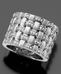 A comforting woven design looks elegant and timeless on this beautiful sterling silver ring from Balissima by Effy Collection featuring round-cut diamond (1/4 ct. t.w.). Size 7. A comforting woven design looks elegant and timeless on this beautiful sterling silver ring from Balissima by Effy Collection featuring round-cut diamond (1/4 ct. t.w.). Size 7.