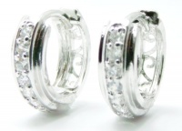 Beautiful Casted Filigree 14k White Gold Filled Simulated White Diamond Swarovski Crystal Huggie Hoop Earrings, 13MM (0.5 Inch) Length Beautiful Casted Filigree 14k White Gold Filled Simulated White Diamond Swarovski Crystal Huggie Hoop Earrings, 13MM (0.5 Inch) Length