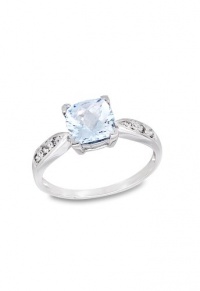 Effy Jewlery 14K White Gold Aquamarine & Diamond Ring, 1.35 TCW Ring size 7