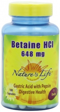 Nature's Life Betaine HCl Capsules, 648 Mg, 100 Count Nature's Life Betaine HCl Capsules, 648 Mg, 100 Count