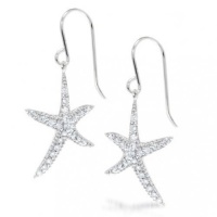 Bling Jewelry CZ Pave Starfish Dangle Earrings 925 Sterling Silver Bling Jewelry CZ Pave Starfish Dangle Earrings 925 Sterling Silver