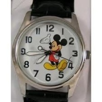 Disney Men's MCK809 Mickey Mouse Silver Case Black Strap Watch Disney Men's MCK809 Mickey Mouse Silver Case Black Strap Watch