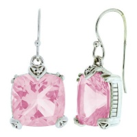 Judith Ripka Cushion-Cut Pink Crystal Drop Earrings Judith Ripka Cushion-Cut Pink Crystal Drop Earrings