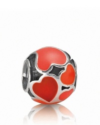 Let your romantic side show with PANDORA 'Red Hot Love' charm featuring enamel hearts in sterling silver. Let your romantic side show with PANDORA 'Red Hot Love' charm featuring enamel hearts in sterling silver.
