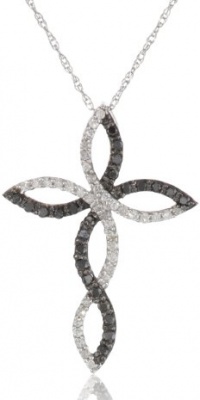 10k White Gold Black Diamond Cross Pendant (1/3 cttw) 10k White Gold Black Diamond Cross Pendant (1/3 cttw)