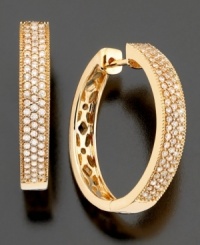 An elegant accessory for a polished look. These sparkling earrings feature round-cut diamond (1/2 ct. t.w.) set in 14k gold. Approximate diameter: 3/4 inch. An elegant accessory for a polished look. These sparkling earrings feature round-cut diamond (1/2 ct. t.w.) set in 14k gold. Approximate diameter: 3/4 inch.