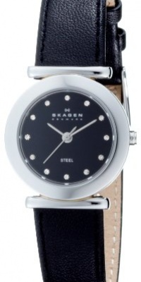 Skagen Women's 107SSLB Stainless Steel Swarovski Crystal Accented Leather Watch Skagen Women's 107SSLB Stainless Steel Swarovski Crystal Accented Leather Watch