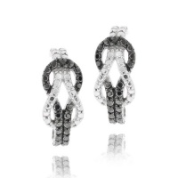 Sterling Silver Black Diamond Accent Knot Earrings Sterling Silver Black Diamond Accent Knot Earrings