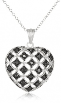 Sterling Silver Black Diamond Heart Pendant Necklace (.50 cttw), 18 Sterling Silver Black Diamond Heart Pendant Necklace (.50 cttw), 18