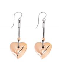 Traditional style with a modern twist. Breil design incorporates trendy rose gold ion-plated stainless steel and stainless steel in these romantic heart drop earrings. Approximate drop: 3/4 inch. Traditional style with a modern twist. Breil design incorporates trendy rose gold ion-plated stainless steel and stainless steel in these romantic heart drop earrings. Approximate drop: 3/4 inch.