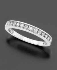 Round-cut channel-set diamonds (1/5 ct. t.w.) are the epitome of classic luxury. Diamond ring set in 14k white gold. Round-cut channel-set diamonds (1/5 ct. t.w.) are the epitome of classic luxury. Diamond ring set in 14k white gold.