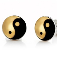 Mens Yin & Yang Stainless Steel Metallic Stud Earrings Mens Yin & Yang Stainless Steel Metallic Stud Earrings