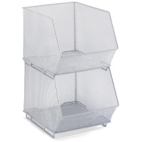 Mesh Stacking Bin Silver (Sold as 1 Bin) 11 x 15 x 8 h Mesh Stacking Bin Silver (Sold as 1 Bin) 11 x 15 x 8 h