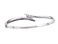 Sterling Silver Diamond-Accent Swish Bangle Bracelet Sterling Silver Diamond-Accent Swish Bangle Bracelet