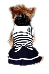 Anima Navy Blue Stripe Poly Cotton Sailor Dress, Small Anima Navy Blue Stripe Poly Cotton Sailor Dress, Small