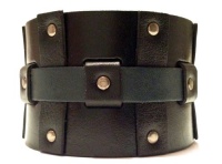 Calvin Klein Wide Studded Leather Cuff Bracelet, Black Calvin Klein Wide Studded Leather Cuff Bracelet, Black