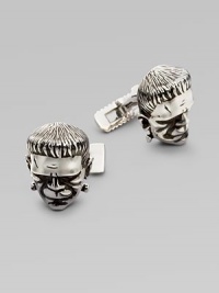 A dimensional recreation of Mary Shelly's timeless character peeks out from a suit or blazer in polished sterling silver. Garnet eyes About 1 diam. Imported A dimensional recreation of Mary Shelly's timeless character peeks out from a suit or blazer in polished sterling silver. Garnet eyes About 1 diam. Imported