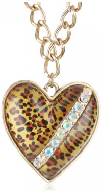 Betsey Johnson Lovely Leopard Heart Pendant Necklace, 21 Betsey Johnson Lovely Leopard Heart Pendant Necklace, 21
