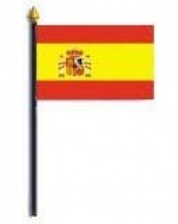 Spain 4 x 6 inch World Stick Flag made in USA by Annin Spain 4 x 6 inch World Stick Flag made in USA by Annin