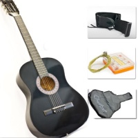38 Black Acoustic Guitar Starter Package (Guitar, Gig Bag, Strap, Pick) 38 Black Acoustic Guitar Starter Package (Guitar, Gig Bag, Strap, Pick)